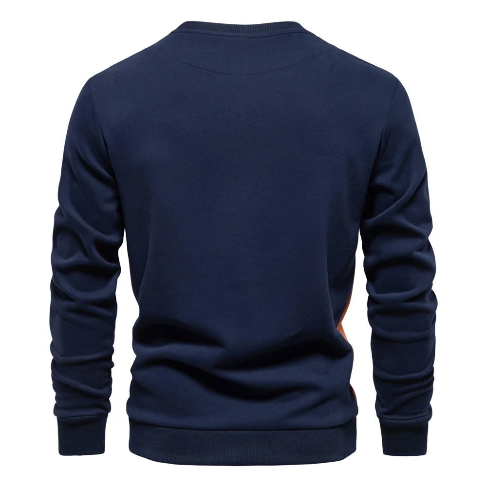 AIOPESON Mens Patckwork Cottonblend Crew Neck Sweatshirts Fashion Casual Sport Round Pullover Sweatshirt for Men 250321