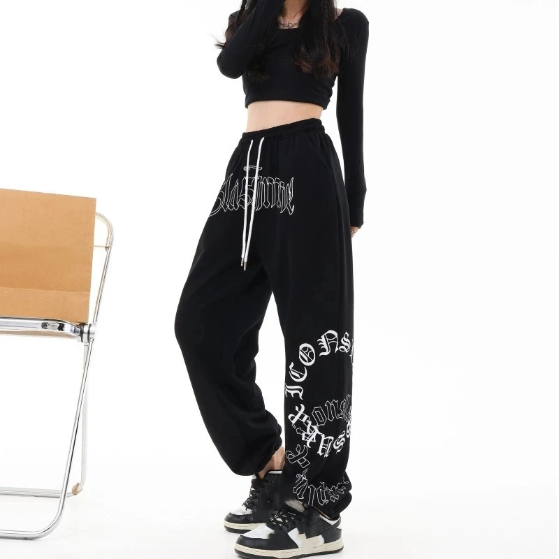 Bow Tie Print Young Casual Pants Korean Sweet High Waist Pajamas for Women Summer 2025 Wide Leg Trousers Woman Z260314