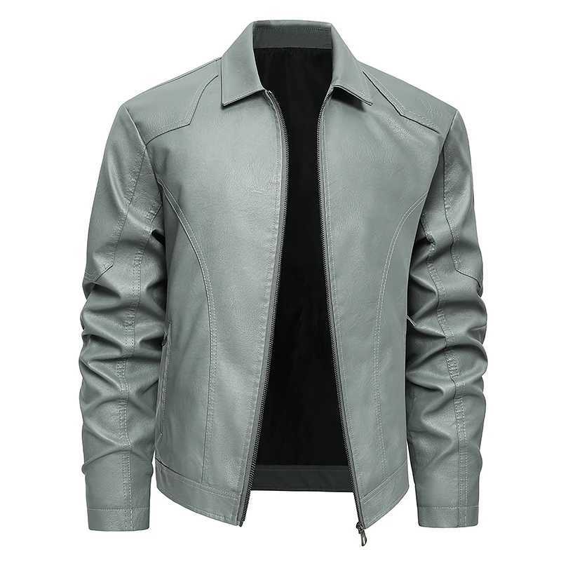 Spring Autumn Turn Down Collar Jackets Leather Coats Men Solid Moto Biker Outwear Slim Fit Casual Leather Jacket Plus Size M8XL J2511031