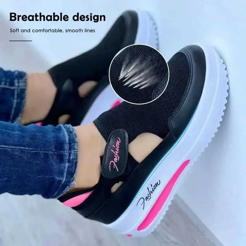 Womens sports shoes womens casual shoes summer new breathable mesh womens sports shoes vulcanized womens platform sandals 2024 Z250403