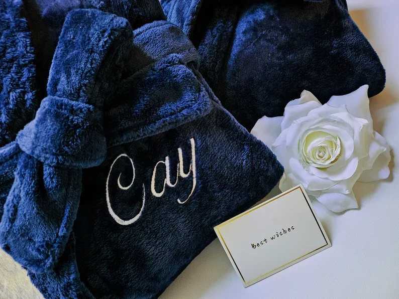 Personzed Luxury Embroidered Bathrobe Custom Matching Couple Robes Soft Anniversaries Bathrobes Custom Name Robe C251104