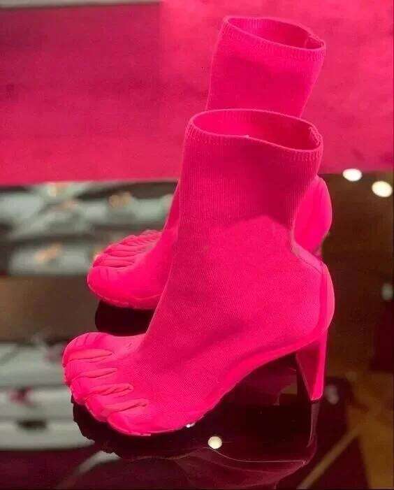 Five Finger Toe Fashion Novel Women Black/pink/white High Heel Ankle 2025 New Elastic Mesh Cloth Luxury Socks Boots