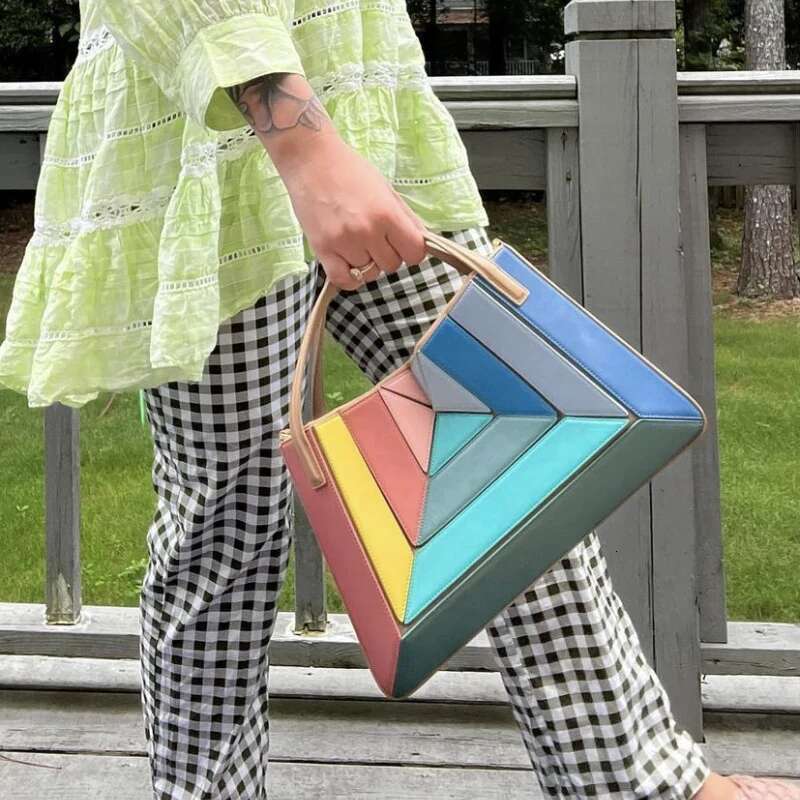 Casual Bags For Women Handbags And Purses Designer 2023 New In PU Splicing Contrasting Top Handle Shoulder Messenger Bag