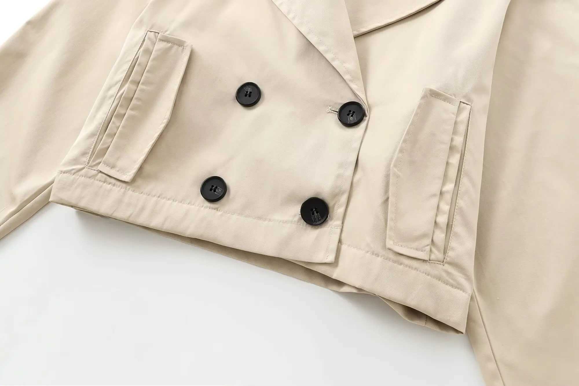 Cropped Trench Womens Autumn Coat Khaki Windbreakers Elegant and Pretty Womens Coats Ladies Fashion New in Coats J251124