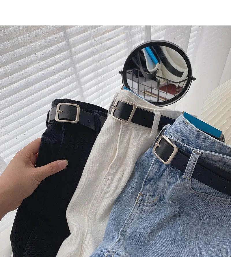 Korean denim shorts with belt womens casual fashion summer wide leg high waisted jeans Y2K pants streetwear 250401