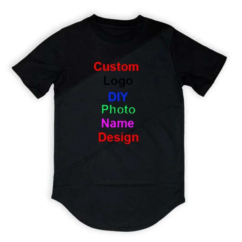 Customized DIY Brand Mens Extended Short Sleeve T-shirt Patchwork Gym Clothing Fiess T Shirt Men Muscle Sports Tshirt