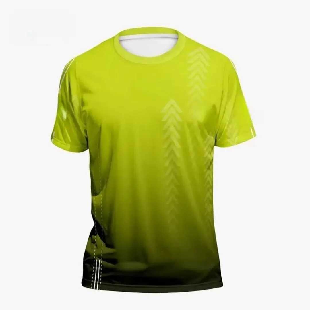 2025 Summer Mens Sports T-shirt Fast Drying High 3D Gradient Short Sleeve T-shirt Outdoor Training Basketball Running W250403