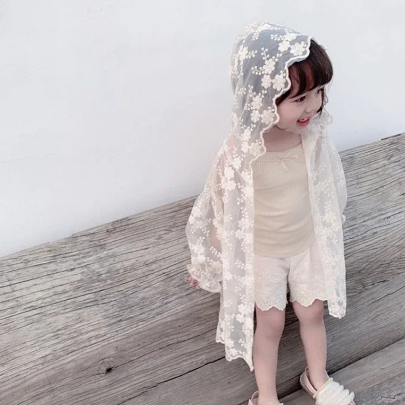 Baby sun protection clothing cute floral jacket for girls full zipper childrens 19 years 250325