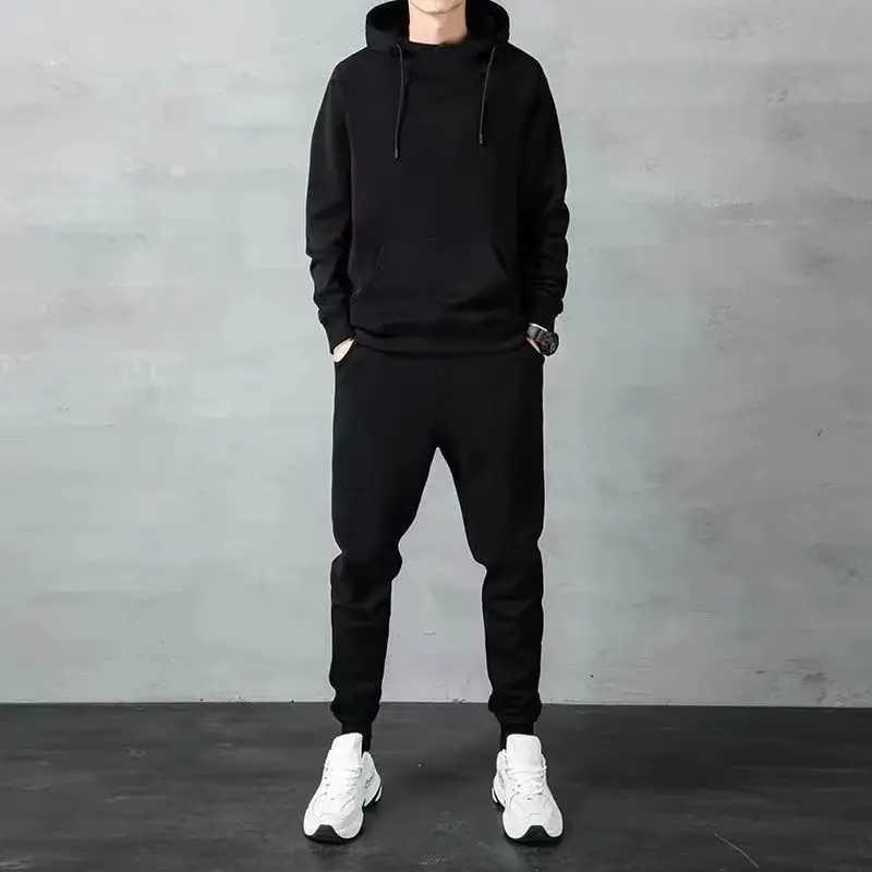 Autumn Winter Sports Hooded Sweatshirt Pants Set Casual Outfit for Men Women J251104