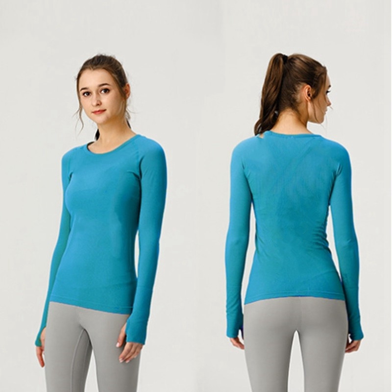 Women's Sports training long sleeved women's fiess high elasticity solid color quick drying breathable running yoga shirt