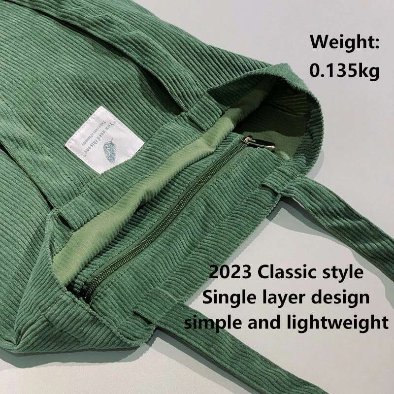 Corduroy bag for Women Shoulder Bag Female Soft Environmental Storage Reusable Girls Handbag Small and Large Shopper