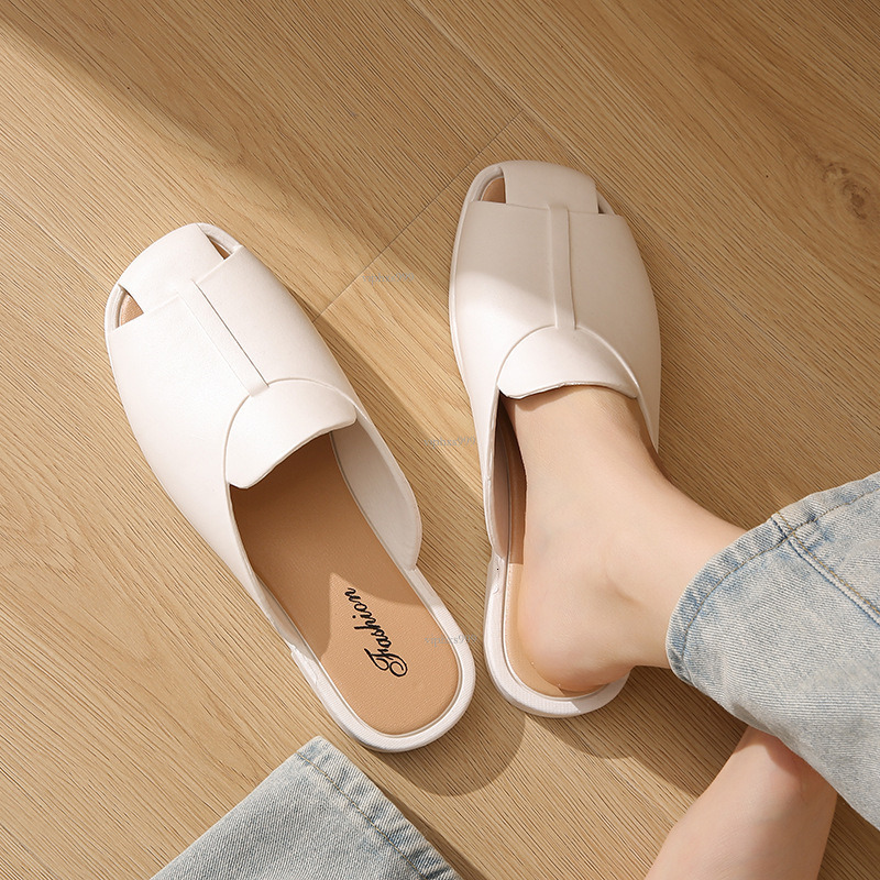 New Designer Sandals With Free Shipping Open Toed Solid Color Drag Summer Cool Fashion Half Bag Women's Shoes Flat Slippers For Outerwear Women
