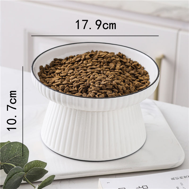 Cute Bowl Cartoon Pet Feeder High-foot Single Mouth Skidproof Ceramic Dog Cat Food Bowls Pets Drinking Feeding Container