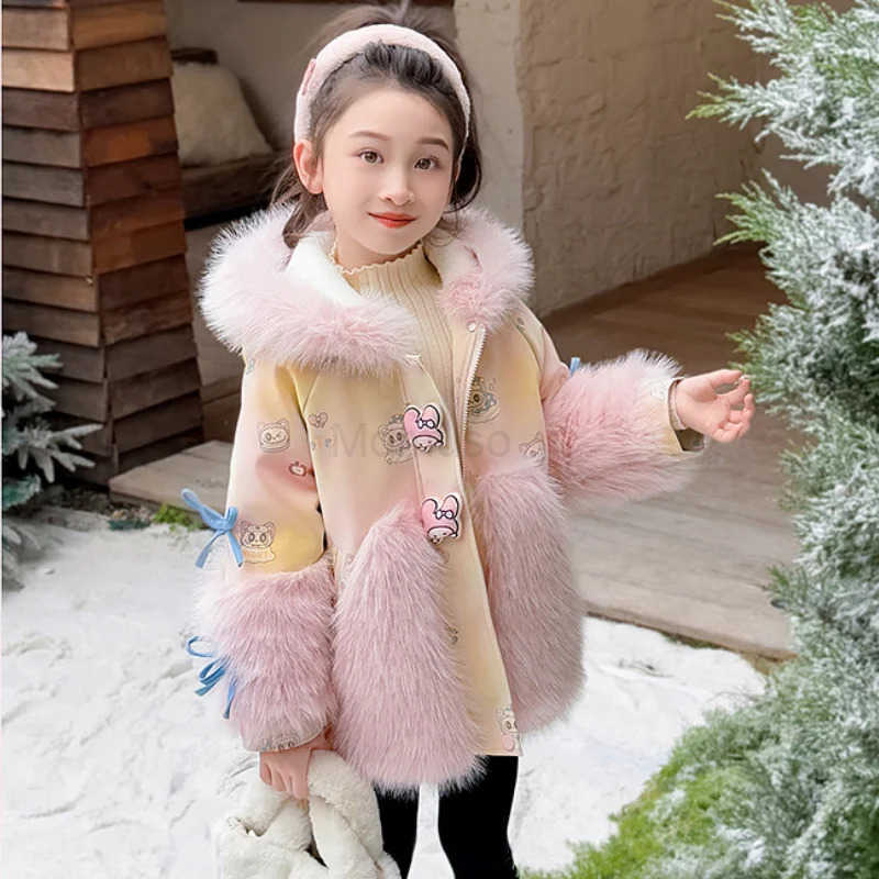 Sanrio Melody Girls Kawaii Thick Coat 2025 New Autumn/winter Cartoon Anime Fashion Warm Cotton Jacket Sweet Comfort Soft Tops H251104