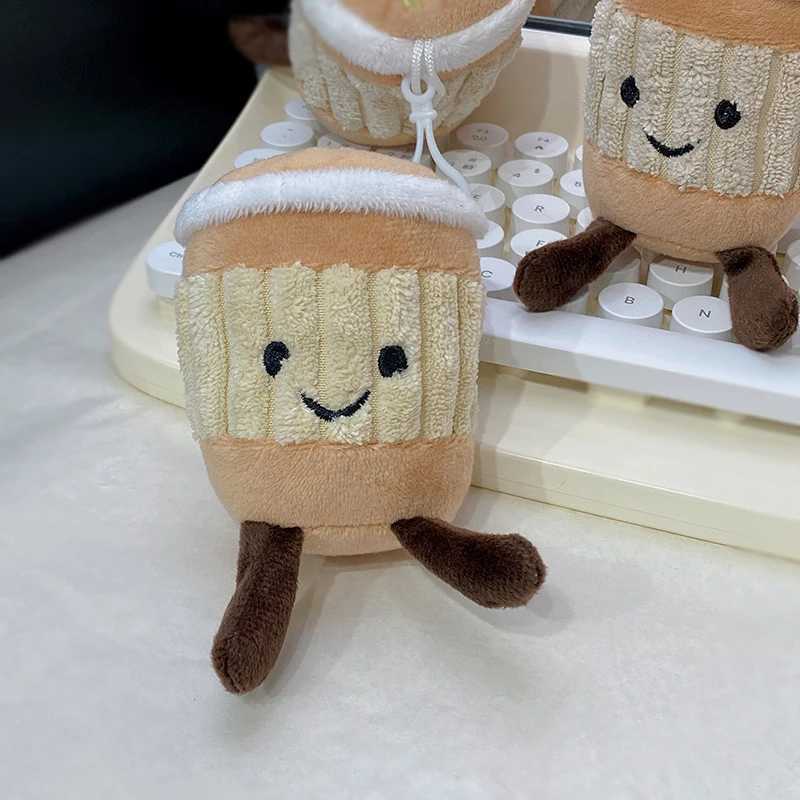 Cartoon Coffee Cup Plush Keychain Cute Bag Pendant Kawaii Fluffty Stuffed Doll Keyring Birthday Gift Trend C251104
