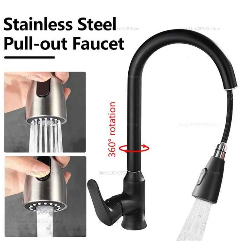 Stainless Steel Kitchen Faucet with Pldown Spray 360 Rotation Single Hole Sink Faucet Modern Easy to Clean for He Y251104