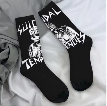 American music band socks skeleton long stockings autumn antibacterial men's socks breathable cycling socks