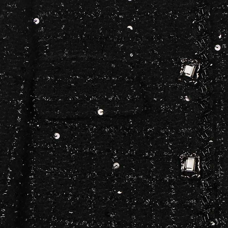 New fashionable and elegant celebrity sequin temperament small fragrance style tweed round neck singlebreasted jacket J251103