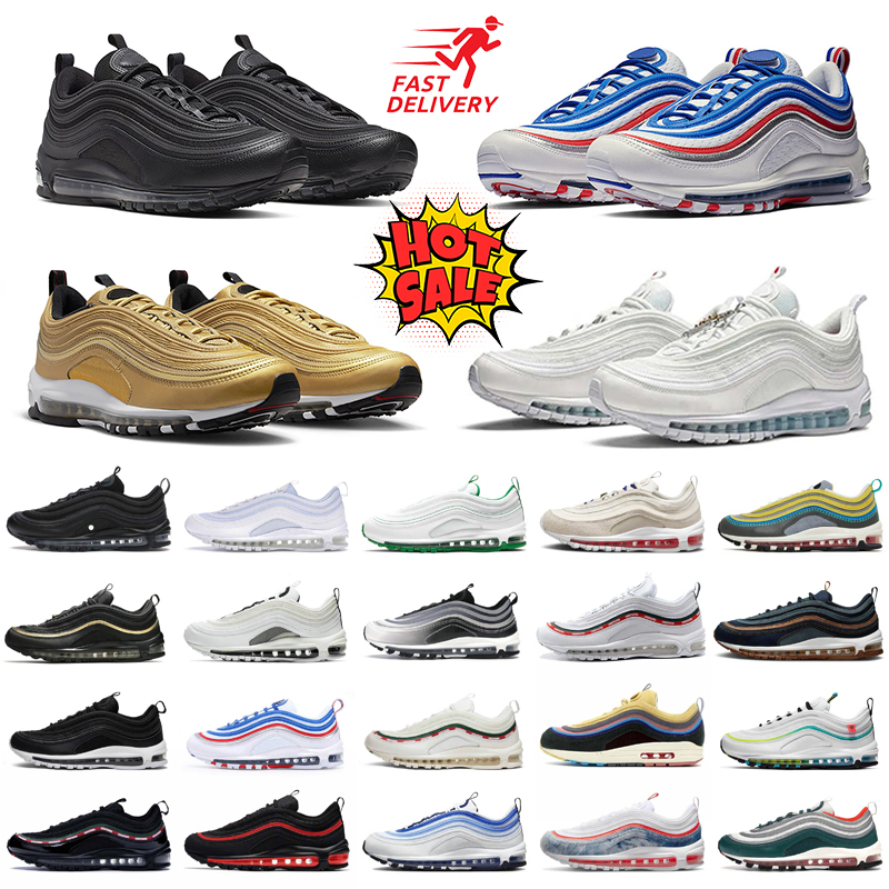 Designer shoes 97s Running Shoes Triple Black White Wolf Grey trainers for mens womens sneakers black Outdoor men women Sports runners