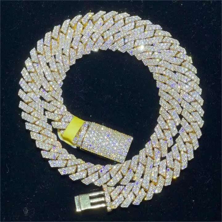 Iced Out 10mm Hiphop Sterg Sier Sparkg Pass Dia Test Moissanite Cuban k Chain