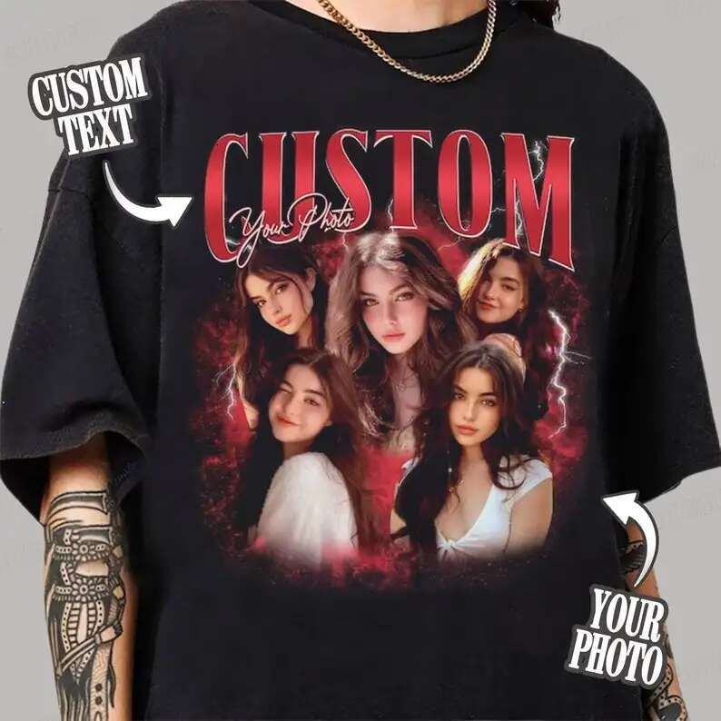 Custom Your Own Bootleg Idea T Shirt 90s Vintage Rap Girlfriend Birthday long or short sleeves