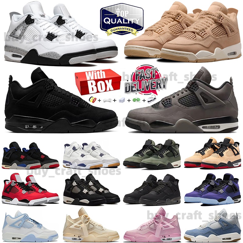 4s 4 With Box Basketball Shoes 4s Sports Sneakers Black Cat Cave Stone White Cement Cozy Girl Navy Thunder Military Black Undefeated Mens Womens Sports Trainers Shoes