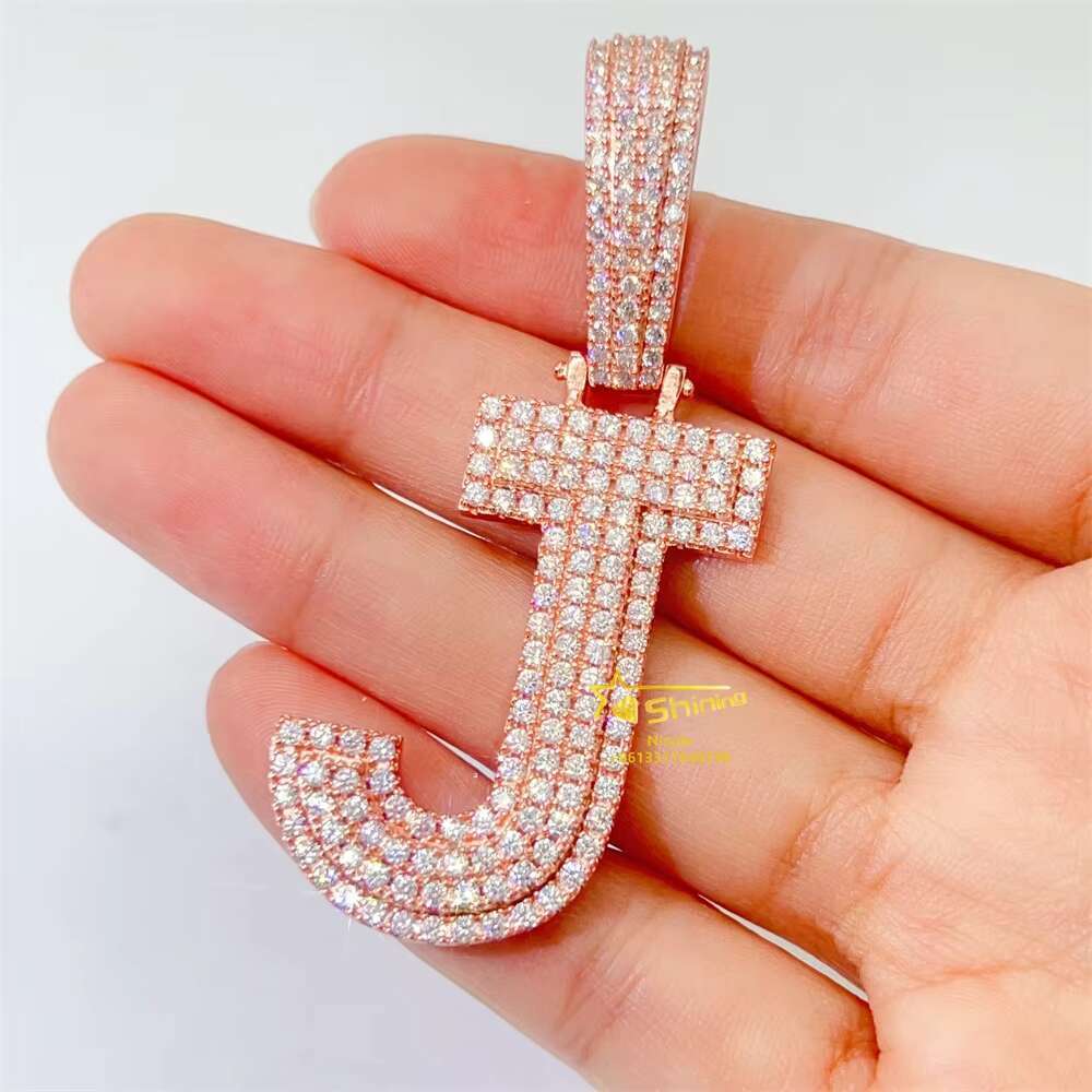 Best Quality Hot Sale Jewelry 925 Sterling Silver Moissanite Pendant Letter Initial Custom Iced Out Pendants