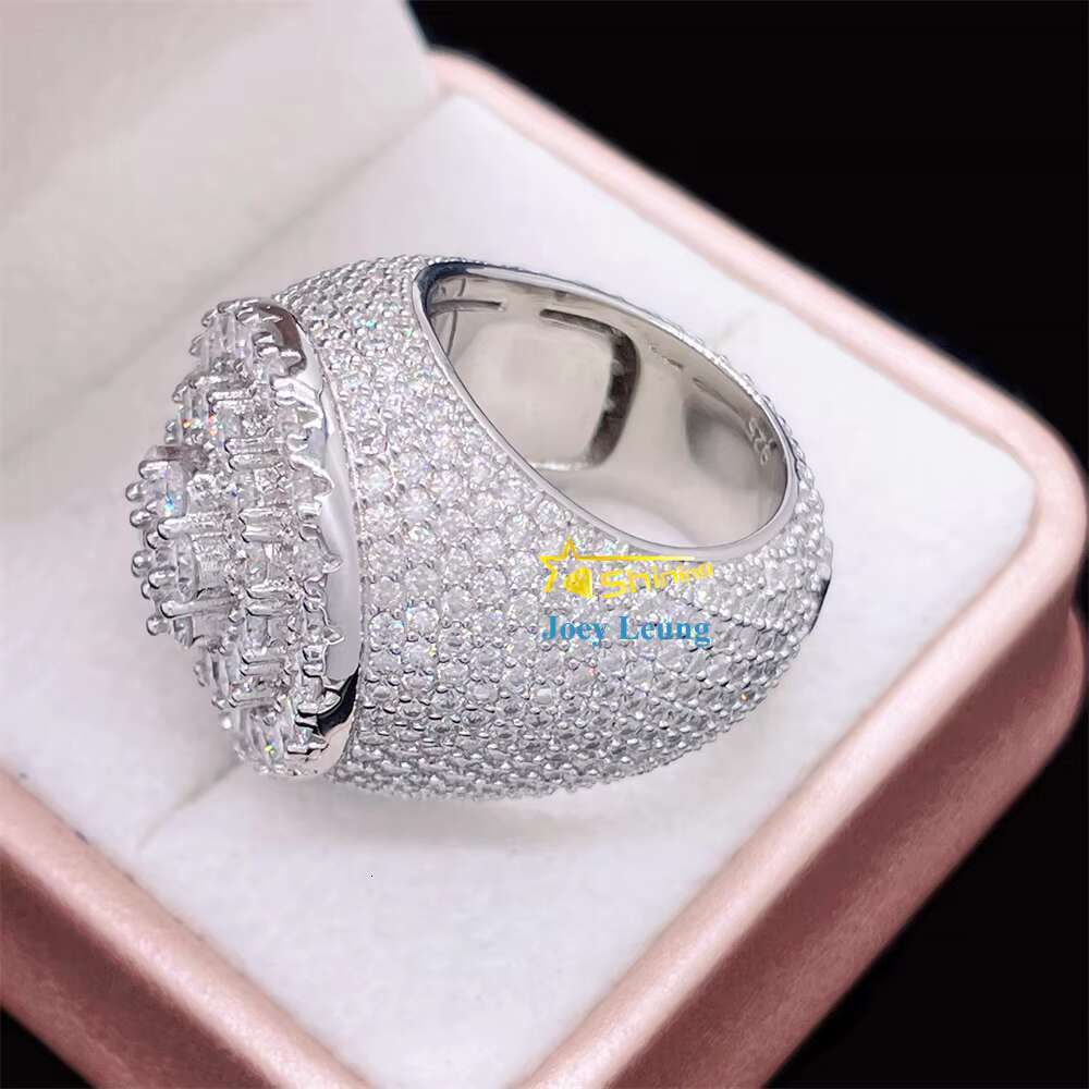 Fashion Styles Pass Diamond Tester Silver Gold Plated VVS Moissanite Dimoand Custom Hip Hop Men Pinky Diamond Iced Out Ring