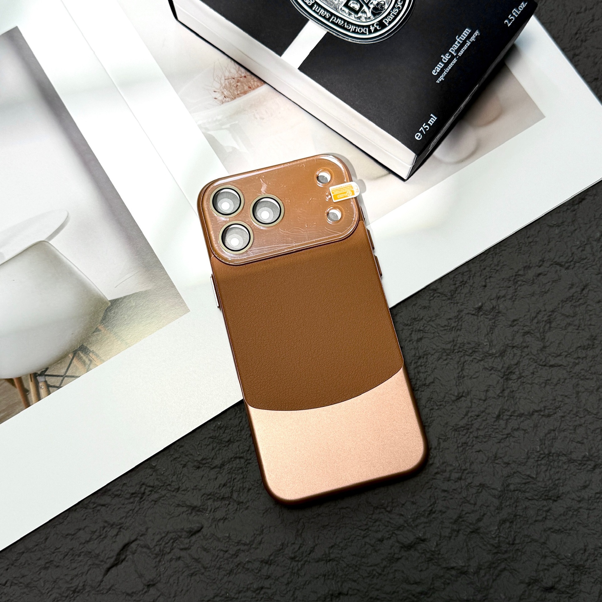 New Napa Leather Lychee Pattern Crystal Lens Film Phone Case for iPhone 17 17Pro 17Air 17Pro Max Mobile Phone Cases