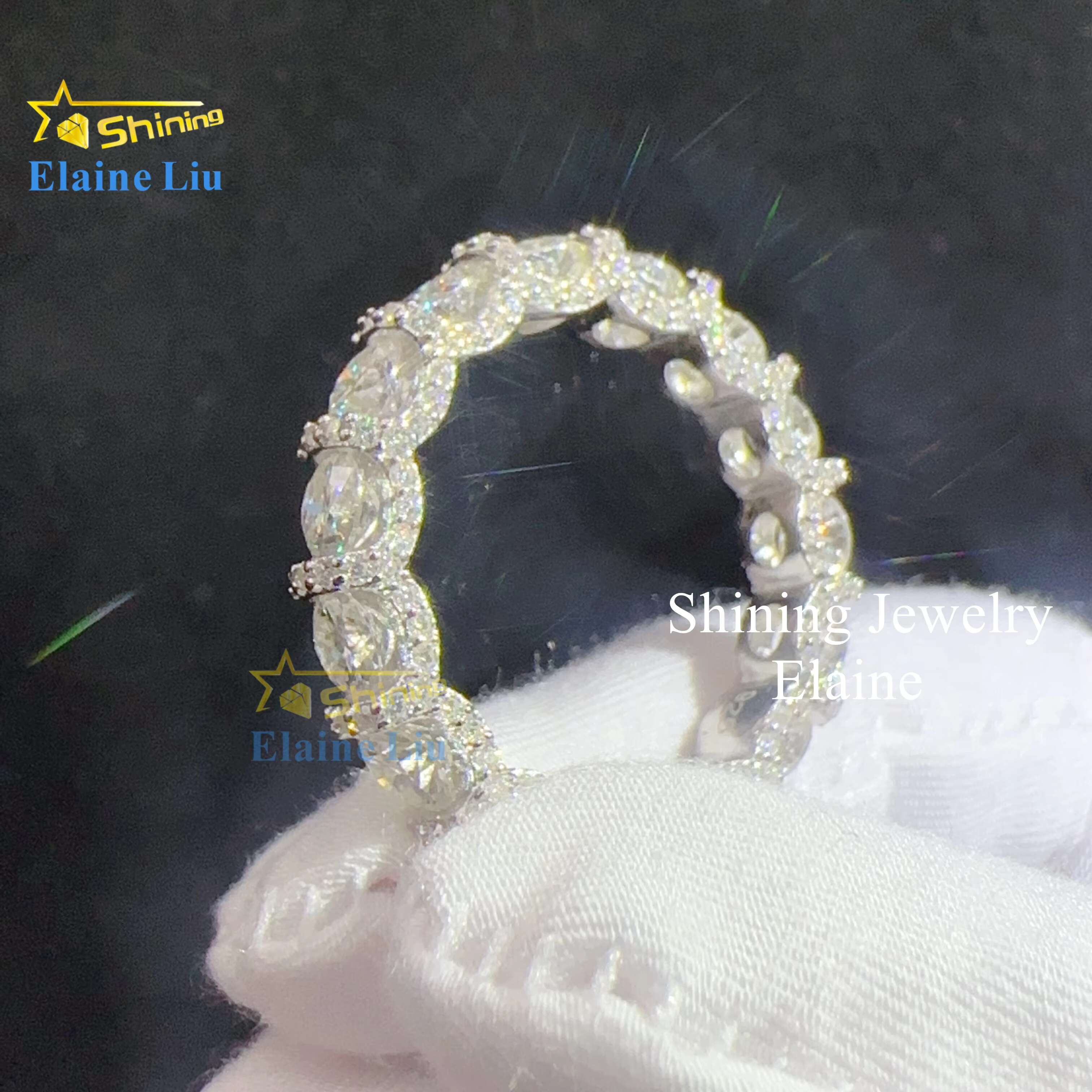 Pass Diamond Tester Gold Plated 925 Sterling Silver Vvs Moissanite Mens Fashion Jewelry Rings