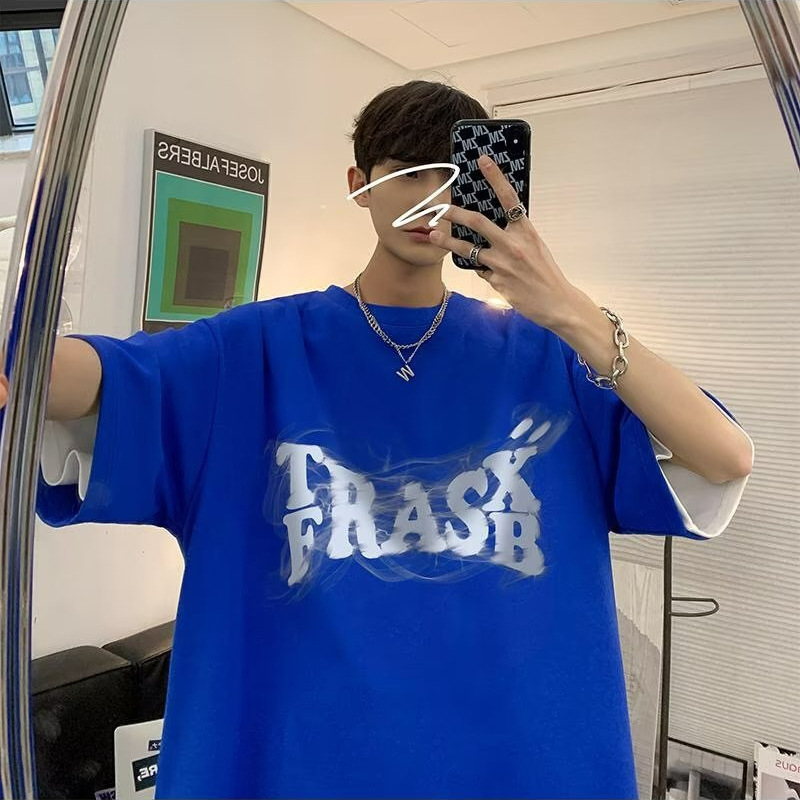 New summer trendy T-shirt for men with loose short sleeved design, niche American teenage trend top