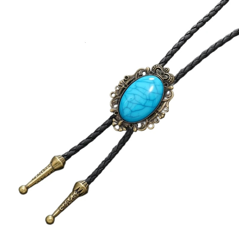 Bolo Tie for Men Western Cowboy Necktie Turquoise Bolo Tie Pendant Necklace Costume Accessories Vintage Bolo Ties 250403