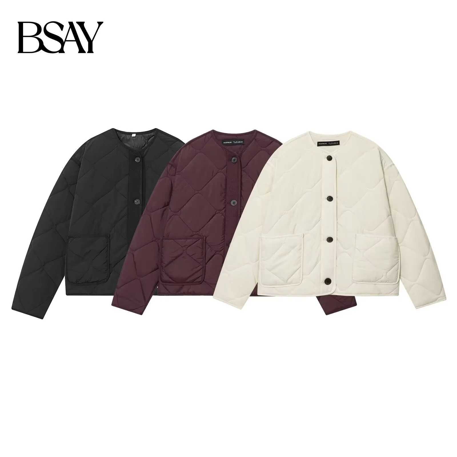 BSAY Autumn New Product Womens Wear 2025 Simple and Casual Lightweight Grid Pattern Single Row Button Long SLeeve Coat J251103