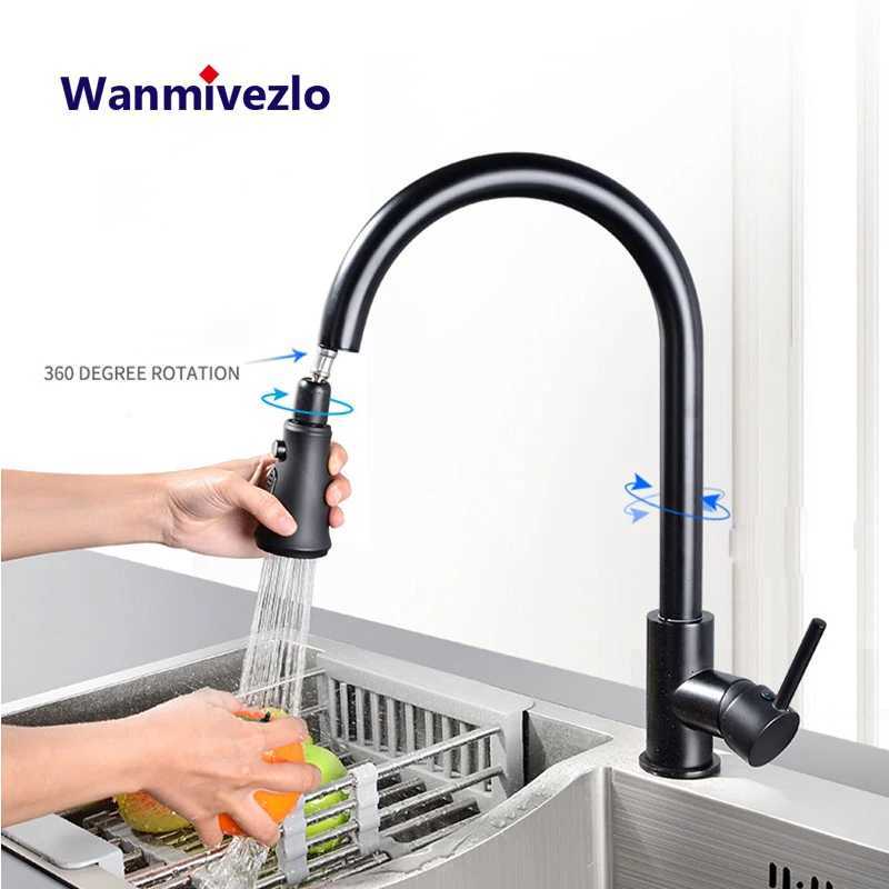 Pl Out Kitchen Faucet Silver Single Handle Nickel Kitchen Tap Single Hole Handle Swivel Sprayer Water Mixer Tap Y251104