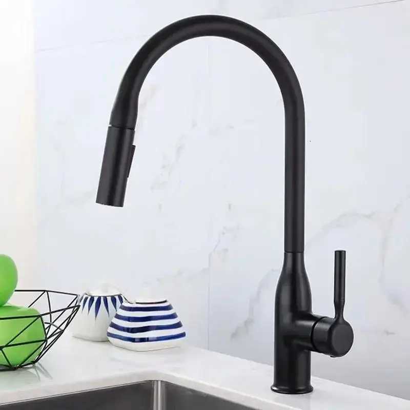 Pl Out Spout Kitchen Sink Faucet Spring Faucets 360 Rotation Mixer Tap Hot Cold Water with Pl Down Tap Sprayer with Hose Y251104