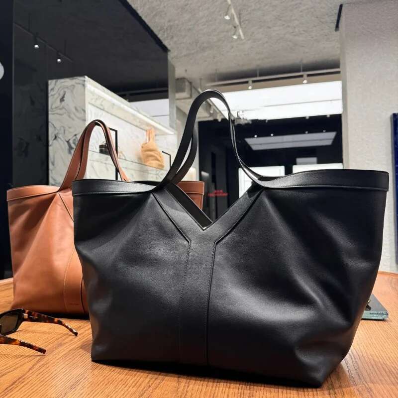 Large-Capacity Genuine Leather Tote Fashion Y Shape Crocodile Pattern Shoulder Casual High-End Shopping Bag Storage