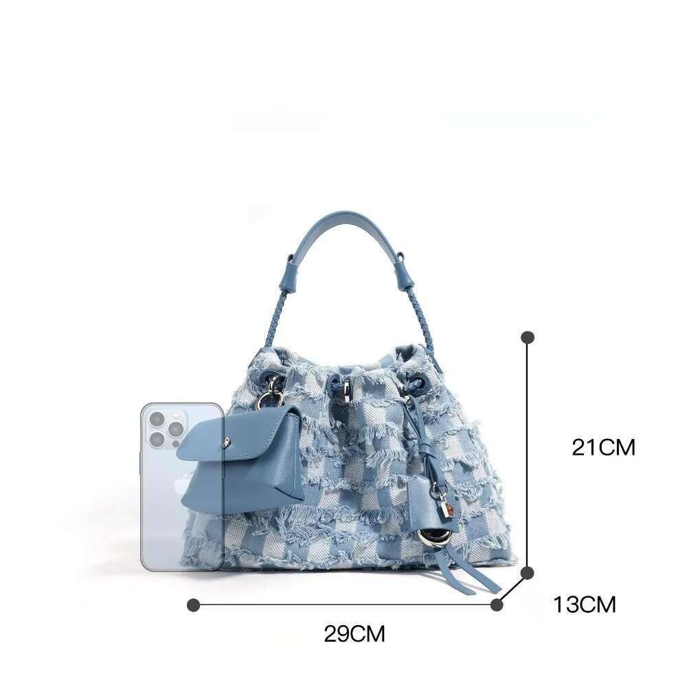 Fashion Denim Fabric Women Bukcet High Quality Mini Bags Shoulder Handbag Designer Tote Satchel 2025 New