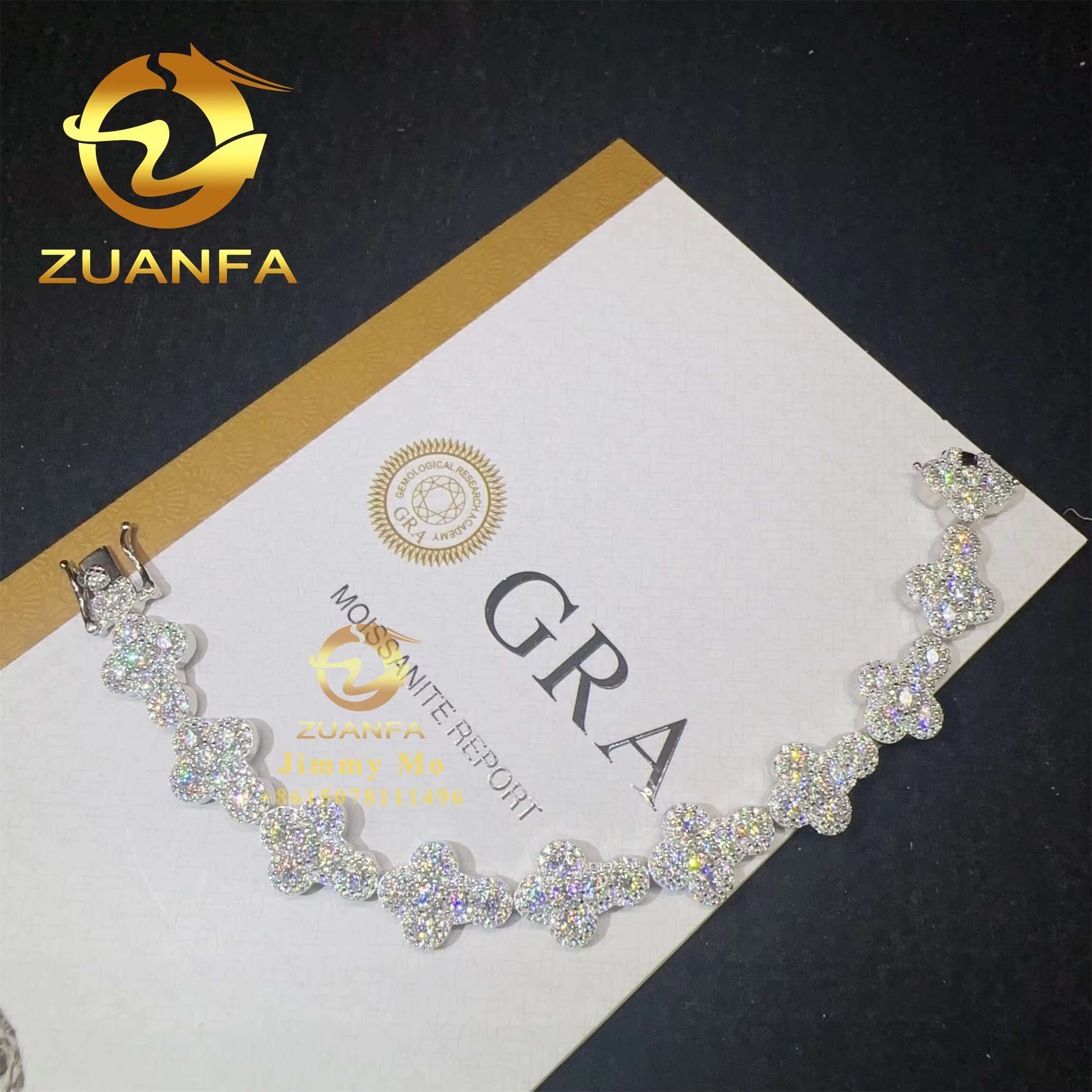 Fashion Pass Diamond Tester New Arrivals 925 Silver Iced Out Hip Hop Jewelry VVS1 Moissanite Diamond Cross Cuban Bracelet Gift