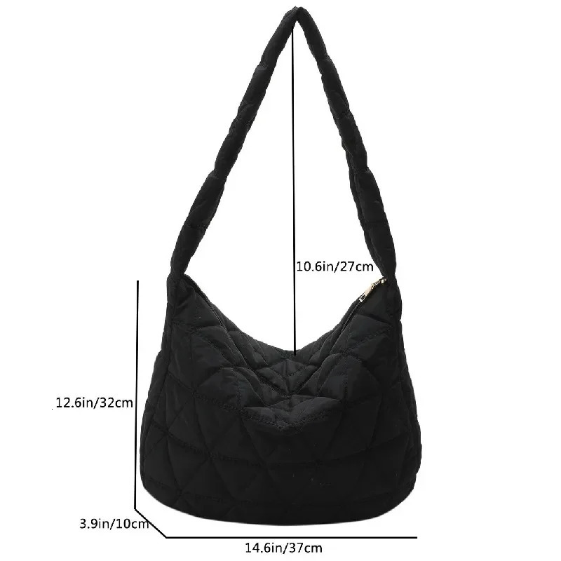 Puffer Quilted Crossbody BagPadded Shoulder BagTrendy Large Capacity Hobo BagEveryday Crossbody BagSecure Travel Purse 250402