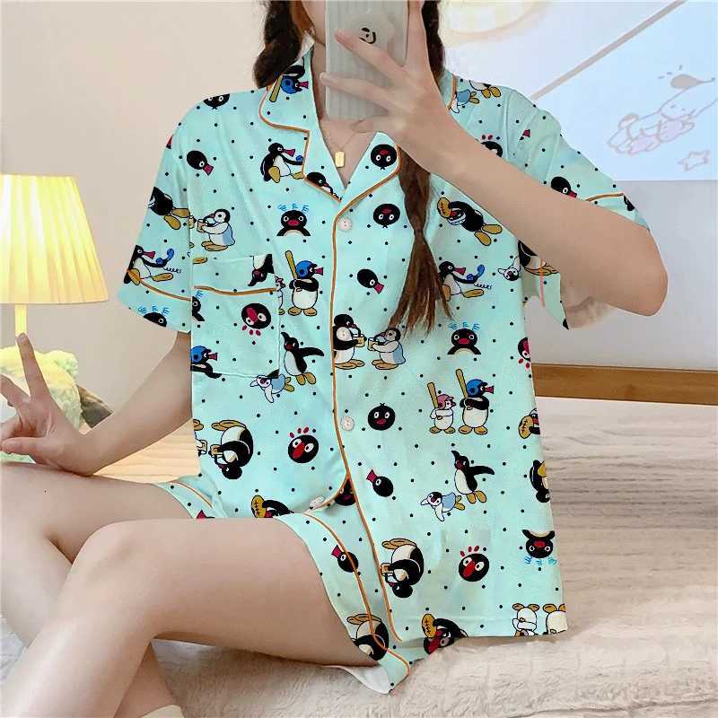 Fashion Kawaii Cute Cartoon Little Penguin Print Womens 3pcs Pajamas Korean Y2k Milk Silk Homewear 2024 New Fall/winter Lady Sleepwear Y251104