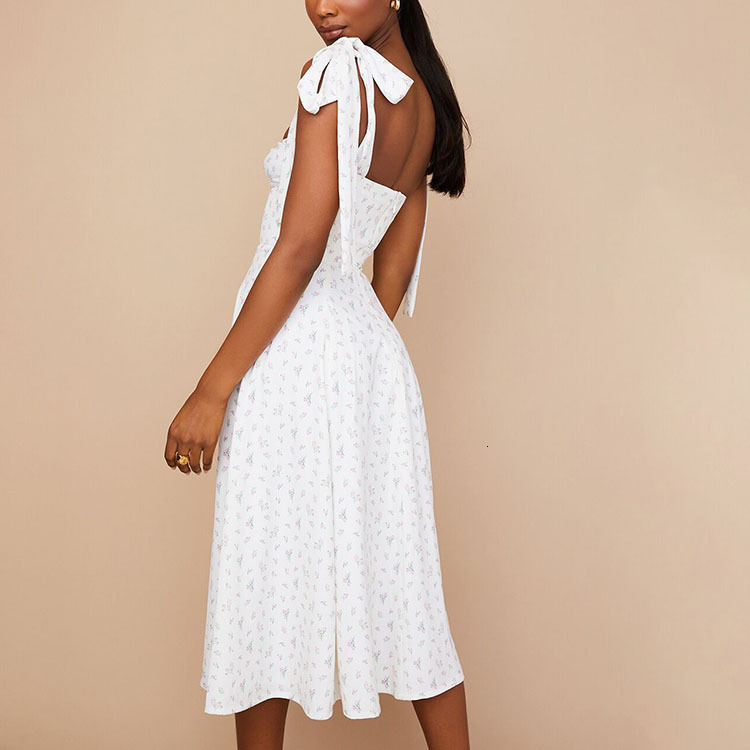 2025 Summer INS Womens Fresh and Sweet Shoulder Strap Fragmented Waist Split Dress