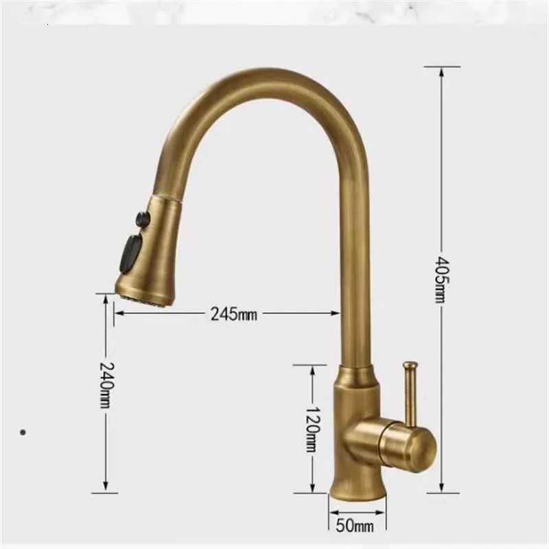 Tuqiu Antique Pl Out Kitchen Faucet Brass Sink Faucet Mixer Tap 360 degree rotation torneira cozinha mixer taps Kitchen Tap Y251104