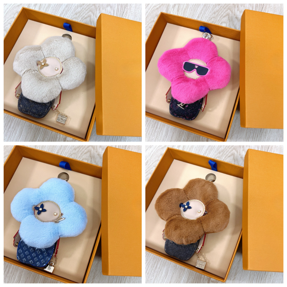 Designer Bag Hangings Luxury Keychains Unisex Leather Bag Charm Designer Fluffy Pendant Car Key Holders for Men and Women High Quality Couples Gifts