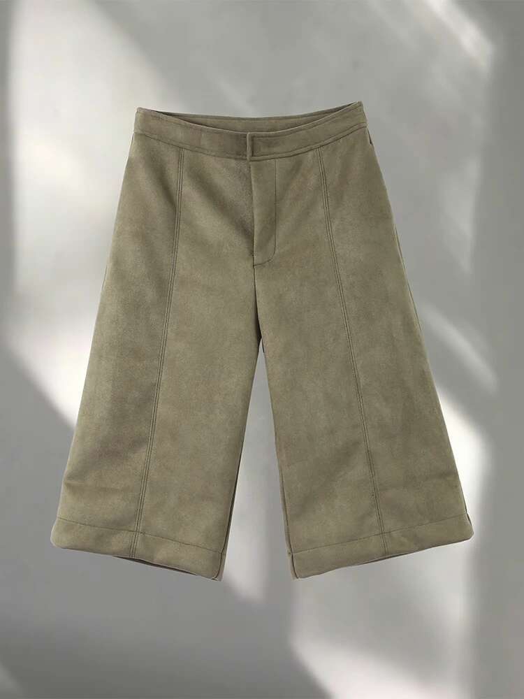 Vintage Suede Solid Women Jacket Casual Lapel Zippers Covered Button Female Coats 2025 Spring Autumn Street Lady Outwear