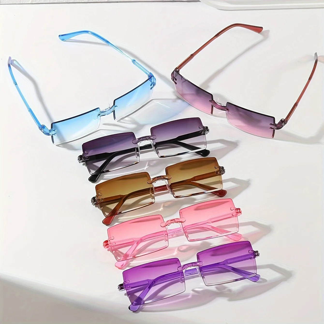6 rectangular fashionable sunglasses for men cute candy colored decorative sun visors UV400 250325