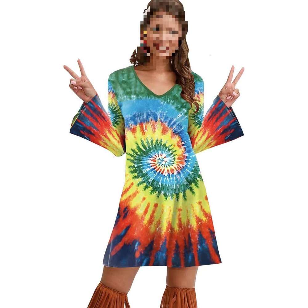 70s hippie disco dress Halloween costume 2025 temperament versatile new trend clothing ins