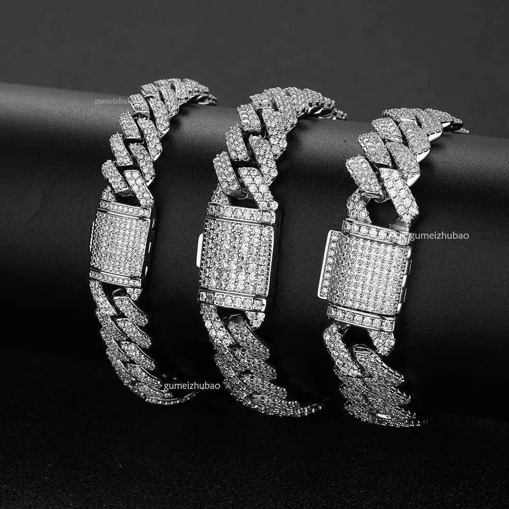 iced out k bracelet for men micro inlaid bg dia 10mm 12mm 14mm width cuban chain bracelets hip hop mens designer jewelry woman Christmas gift