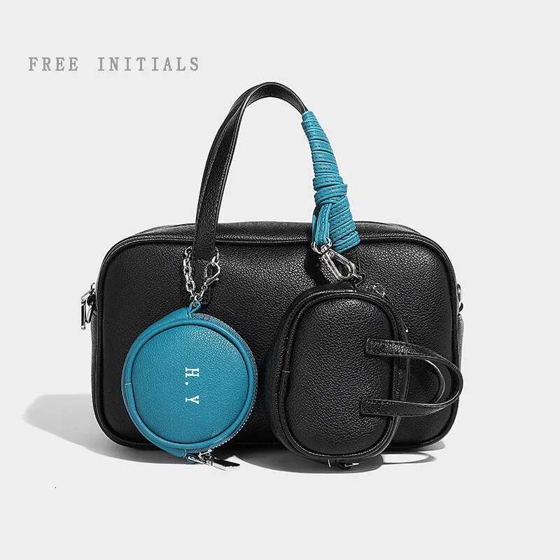 Boston Small Square 2025 New Y2k Contrasting Color Multi-Pendant Free Custom One-Shoulder Crossbody Bag Women's Handbag