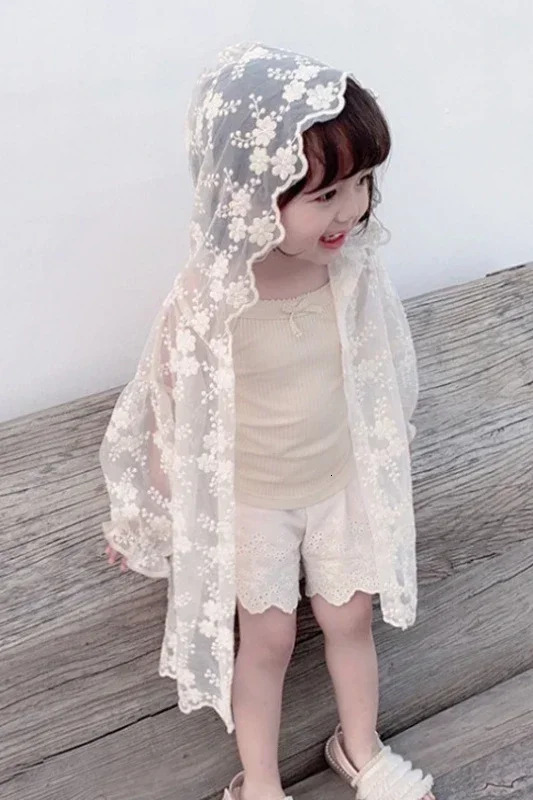 Baby sun protection clothing cute floral jacket for girls full zipper childrens 19 years 250325