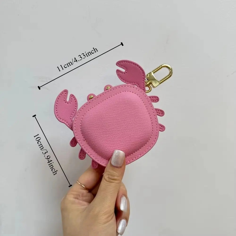 Cartoon Crab Coin Purse Keychain Cute Small Purse Crab PU Leather Pendant Backpack Hanger Zipper Earphone Bag Mini Storage Bag 251104